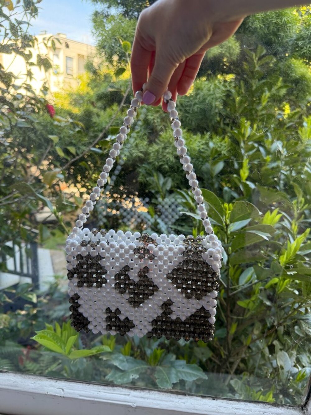 Susan Alexandra Beaded Cow Print Mini Bag